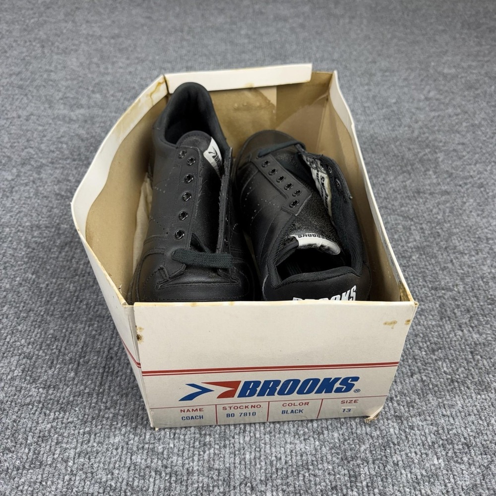 Vintage‎ Brooks Coach Shoes Mens Size 13 Black Leather Low Top Sneakers BO 7810